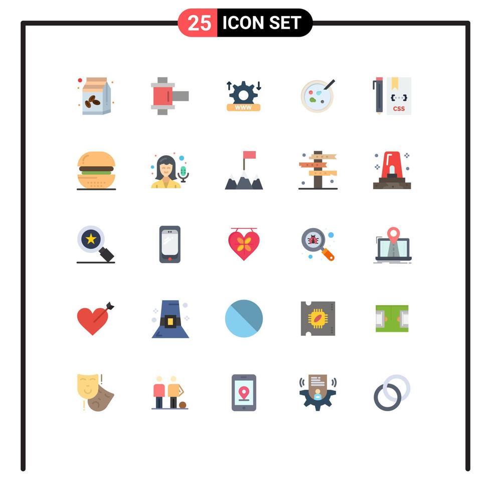 Stock Vector Icon Pack mit 25 Zeilenzeichen und Symbolen für CSS-Code Security Medical Dish editierbare Vektordesign-Elemente