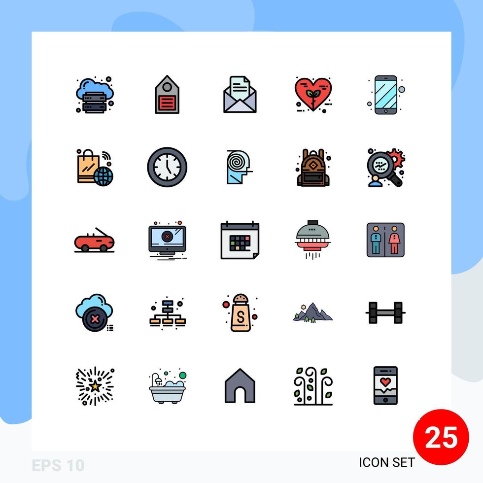 uppsättning av 25 modern ui ikoner symboler tecken för kärlek eco märka bio kontor redigerbar vektor design element