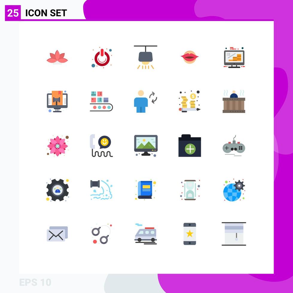 25 användare gränssnitt platt Färg packa av modern tecken och symboler av företag ansikte växla valentines mun redigerbar vektor design element