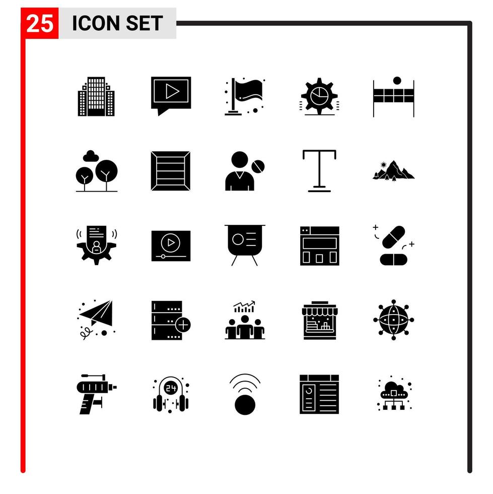 25 kreativ ikoner modern tecken och symboler av volleyboll boll flagga statistik paj Graf redigerbar vektor design element