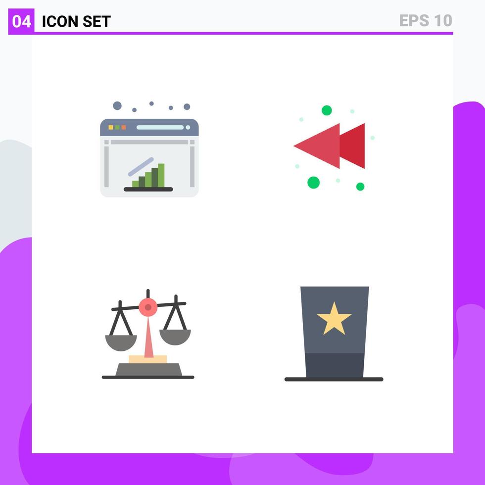redigerbar vektor linje packa av 4 enkel platt ikoner av Diagram lag webb spola tillbaka Kläder redigerbar vektor design element