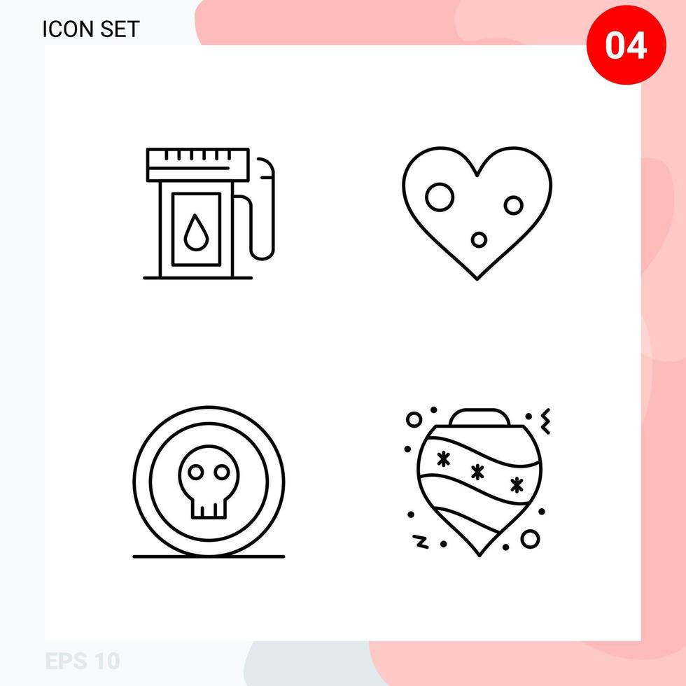 Vektorpaket mit 4 Symbolen im kreativen Umrisspaket im Linienstil isoliert auf weißem Hintergrund für Web und Handy vektor