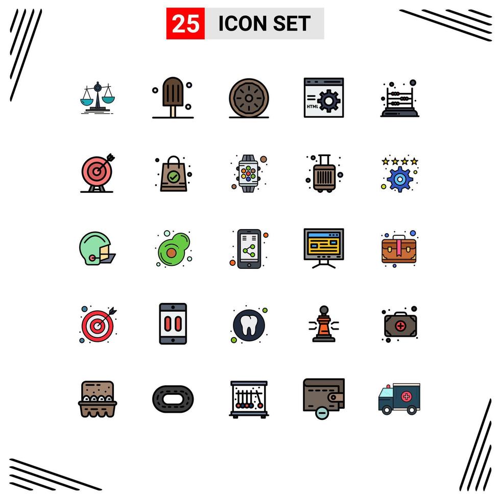 25 fylld linje platt Färg begrepp för webbplatser mobil och appar spel utveckling middag utveckla browser redigerbar vektor design element