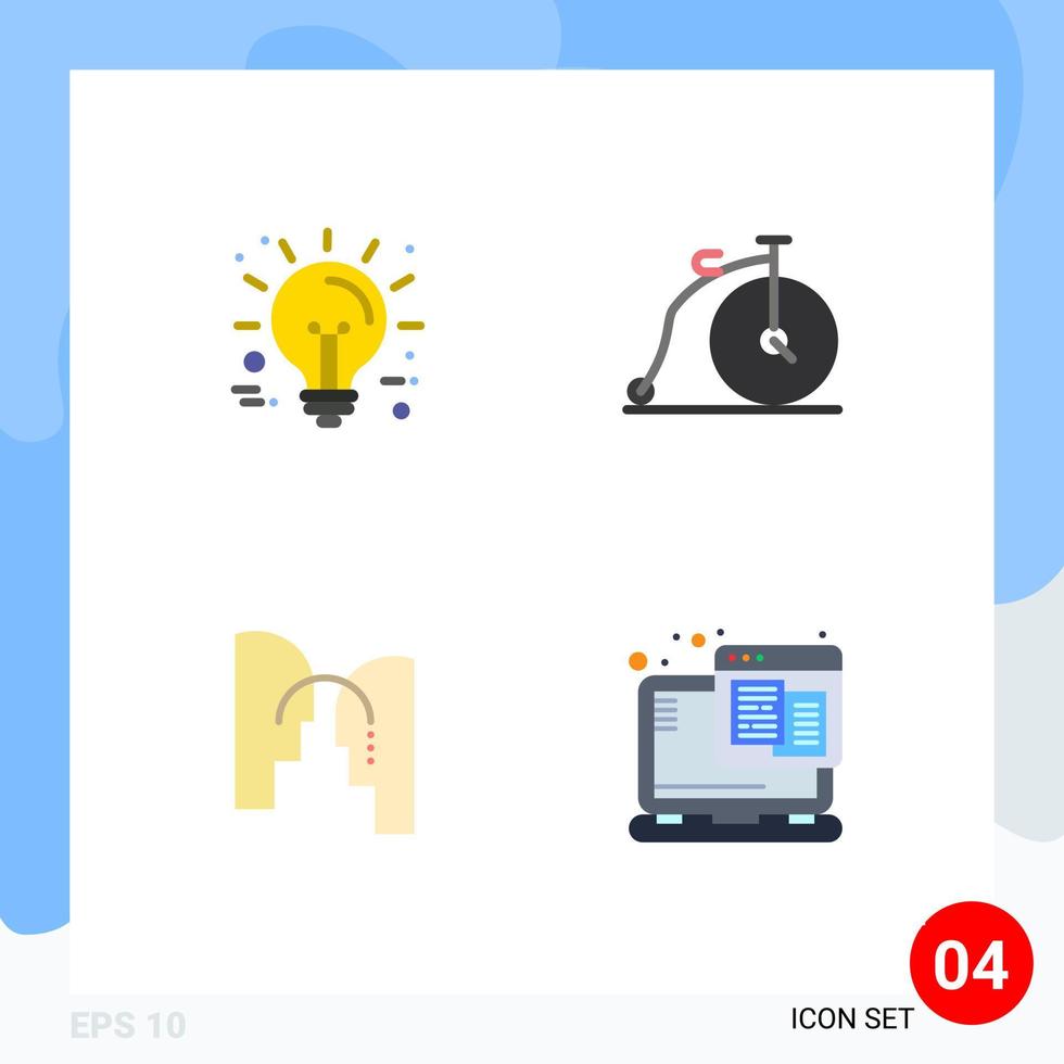 piktogram uppsättning av 4 enkel platt ikoner av företag huvud teknologi transport överföra redigerbar vektor design element