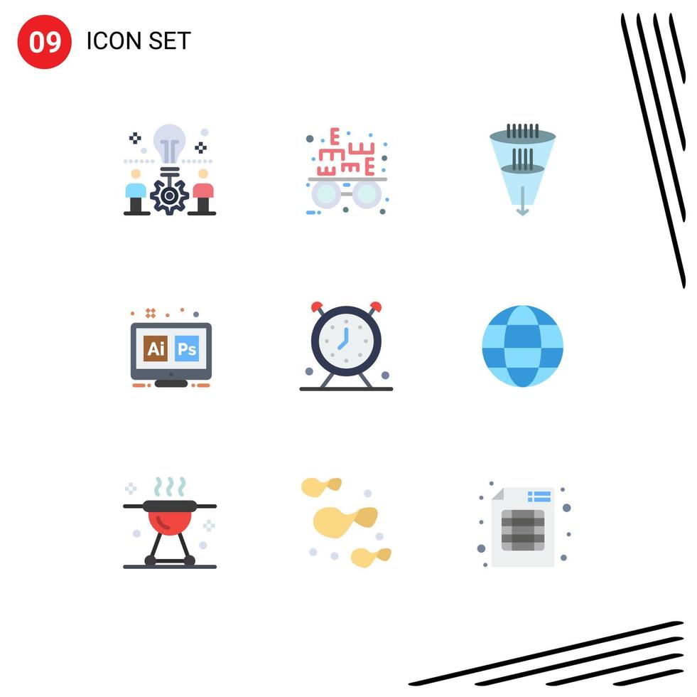 modern uppsättning av 9 platt färger pictograph av ai ps data hex tratt redigerbar vektor design element