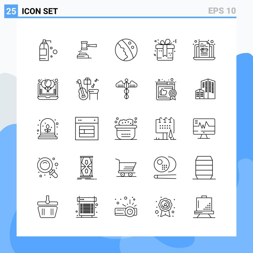 modern 25 linje stil ikoner översikt symboler för allmän använda sig av kreativ linje ikon tecken isolerat på vit bakgrund 25 ikoner packa vektor