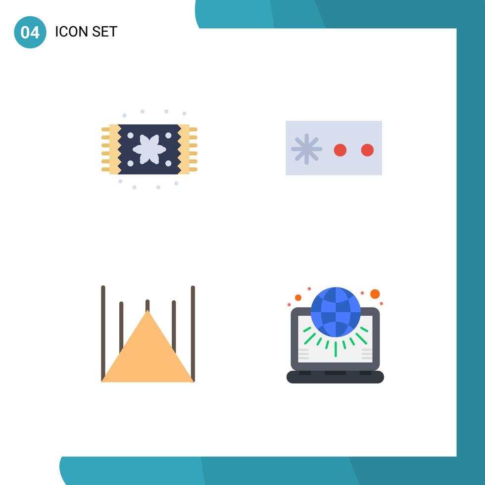 4 universell platt ikoner uppsättning för webb och mobil tillämpningar matta pakistan Hem levande säkerhet klot redigerbar vektor design element