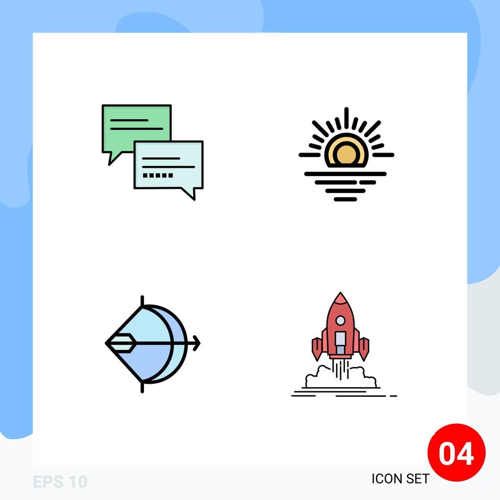 fylld linje platt Färg packa av 4 universell symboler av chatt pil utbildning väder skjuta redigerbar vektor design element