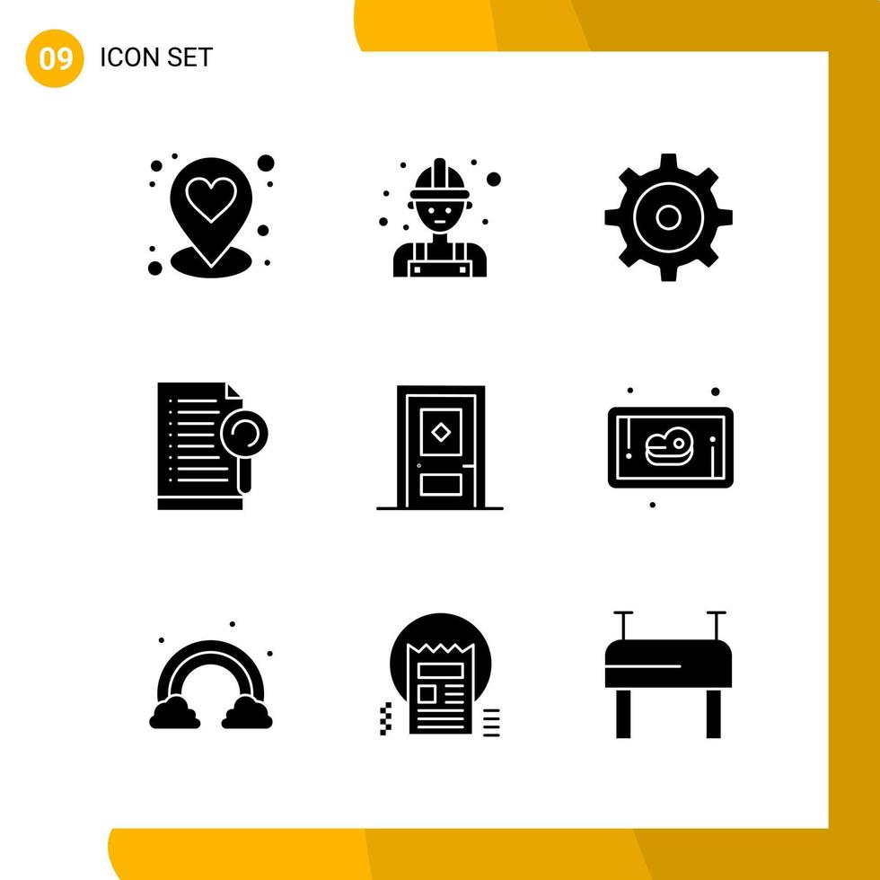 9 Icon Set Solid Style Icon Pack Glyphensymbole isoliert auf weißem Hintergrund für responsives Website-Design vektor