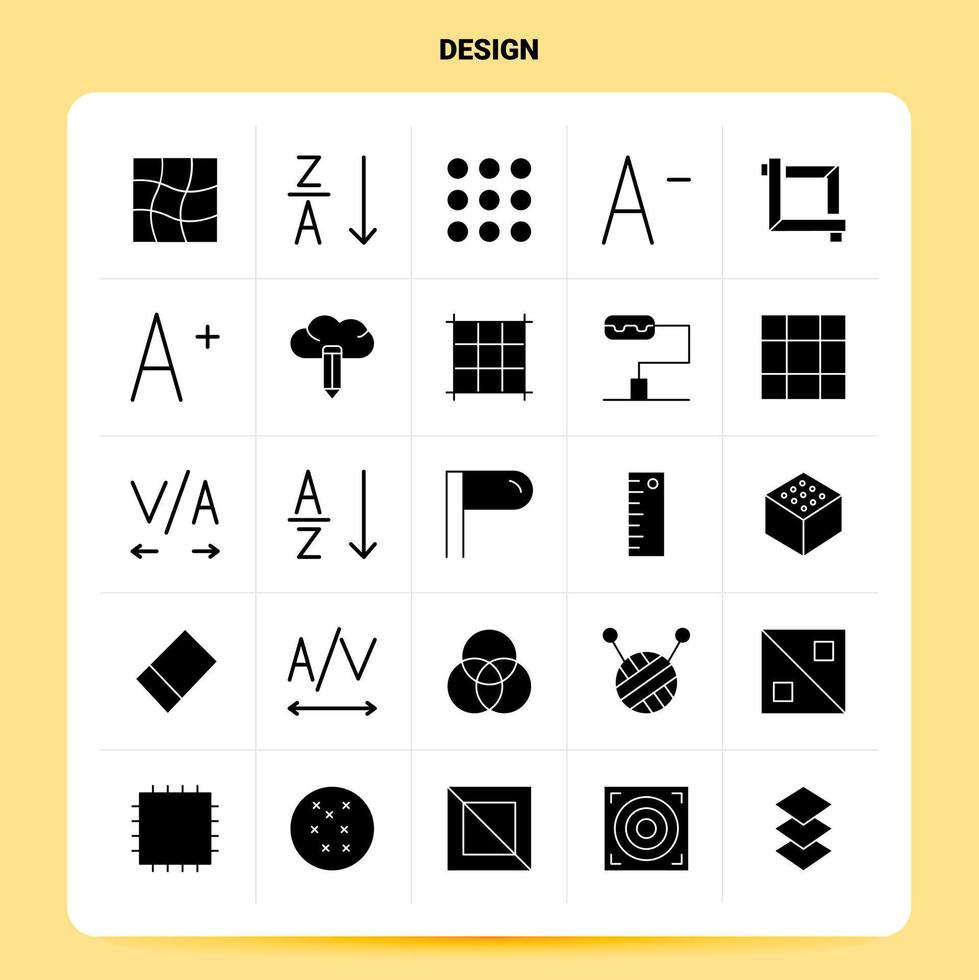 solide 25 Design Icon Set Vektor Glyphe Stil Design schwarze Icons Set Web und mobile Geschäftsideen Design Vektor Illustration