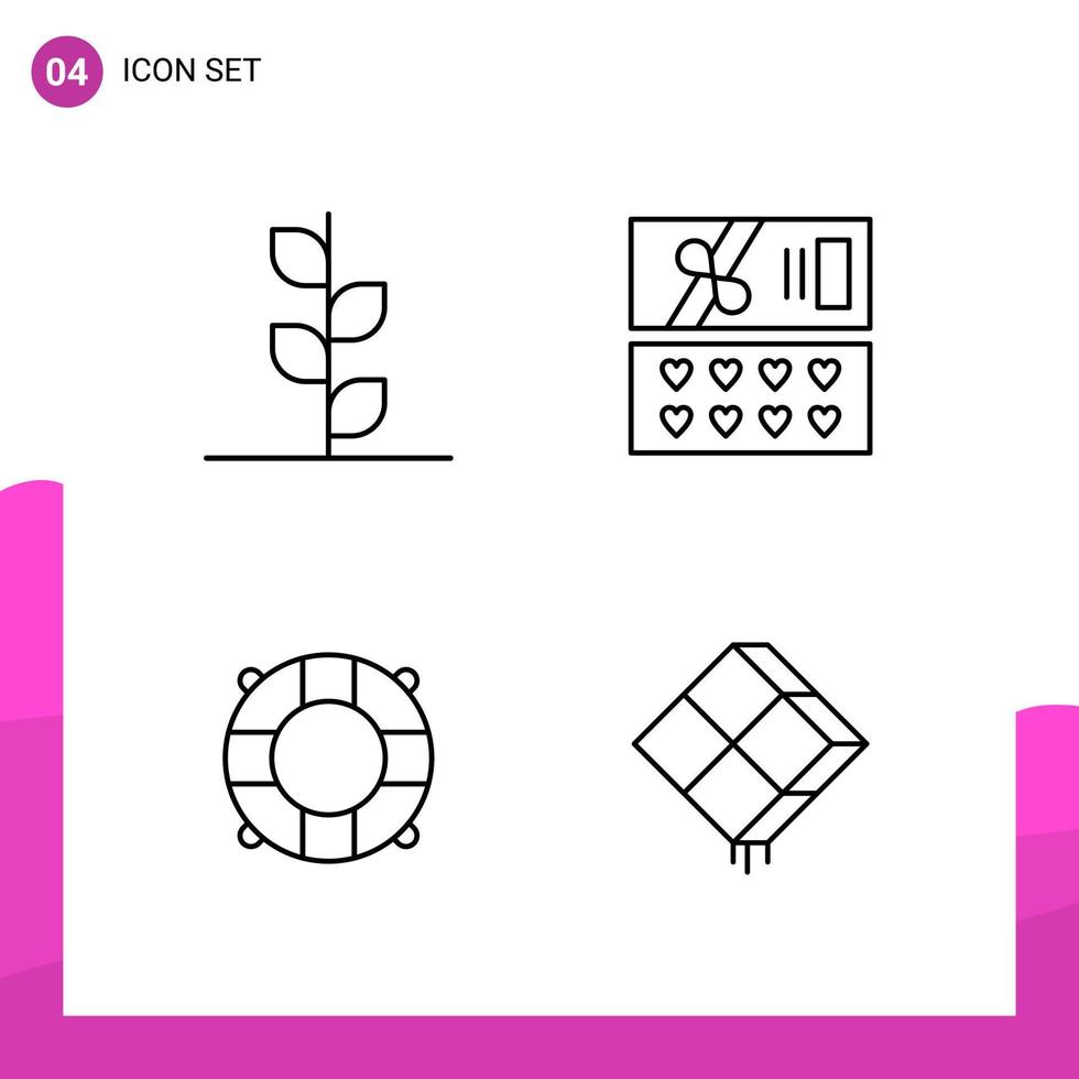 Outline Icon Set Packung mit 4 Zeilensymbolen isoliert auf weißem Hintergrund für reaktionsschnelles Website-Design, Druck- und mobile Anwendungen vektor