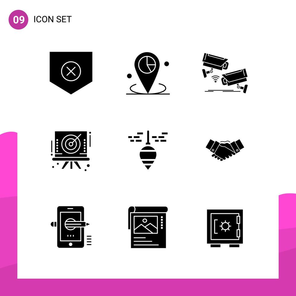 glyf ikon uppsättning packa av 9 fast ikoner isolerat på vit bakgrund för mottaglig hemsida design skriva ut och mobil tillämpningar vektor
