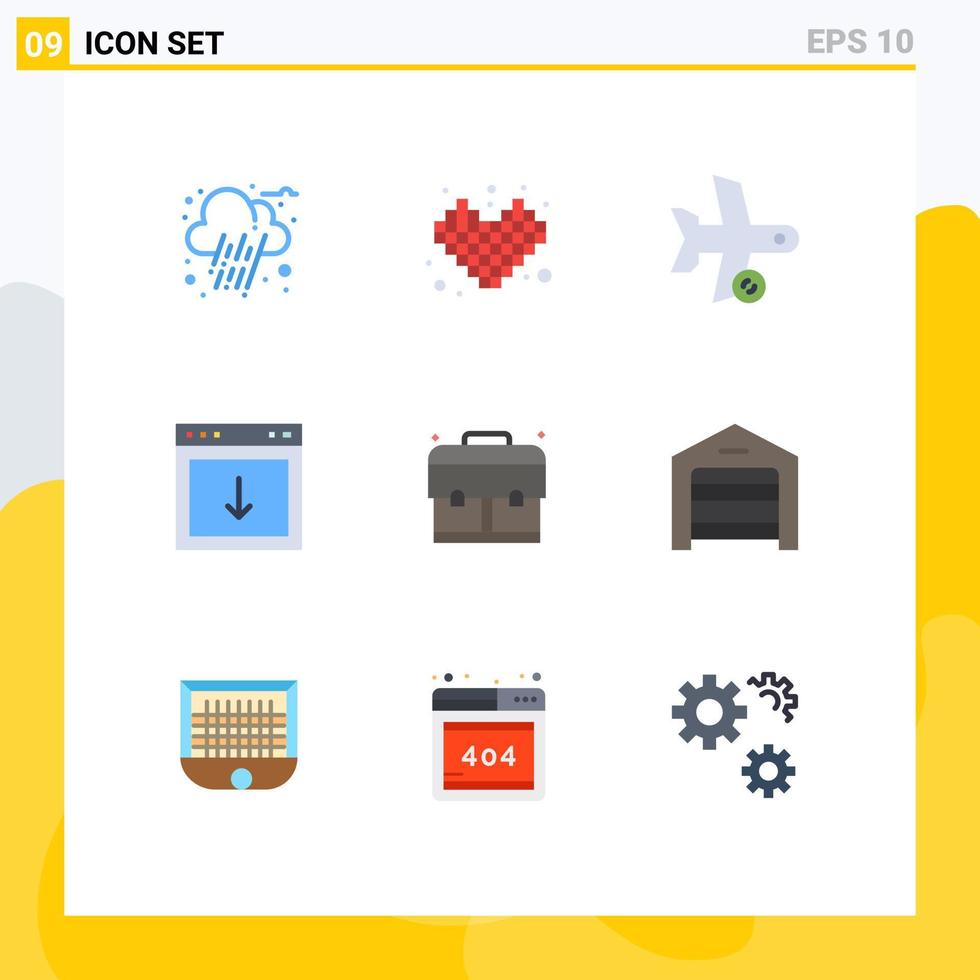 användare gränssnitt packa av 9 grundläggande platt färger av väska element plan ner app redigerbar vektor design element