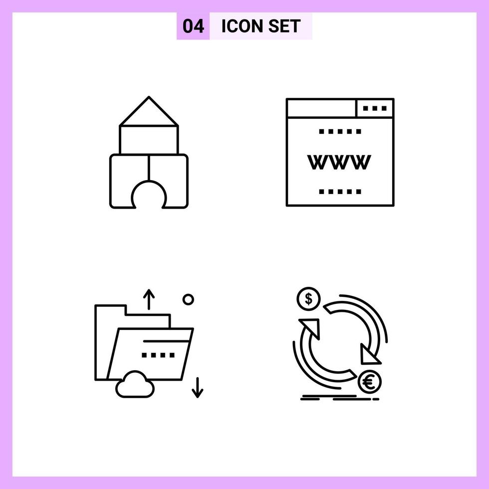 4 ikoner i linje stil översikt symboler på vit bakgrund kreativ vektor tecken för webb mobil och skriva ut
