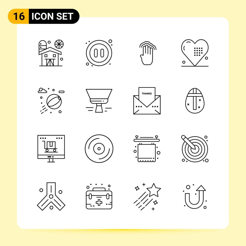 16 kreative Symbole für modernes Website-Design und ansprechende mobile Apps 16 Umrisssymbole Zeichen auf weißem Hintergrund 16 Symbolpaket vektor