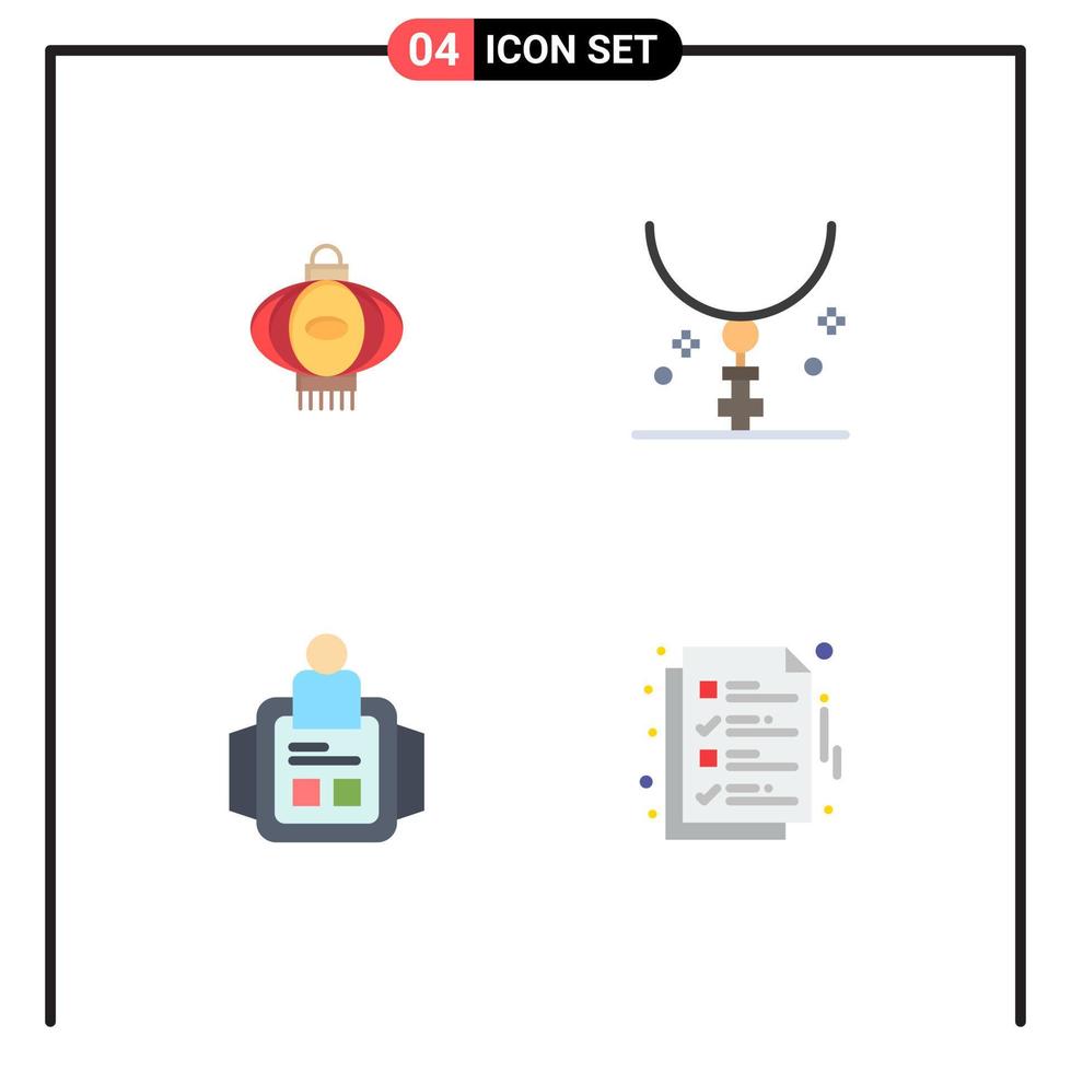 användare gränssnitt packa av 4 grundläggande platt ikoner av lykta hand Kolla på kinesisk halloween tid redigerbar vektor design element