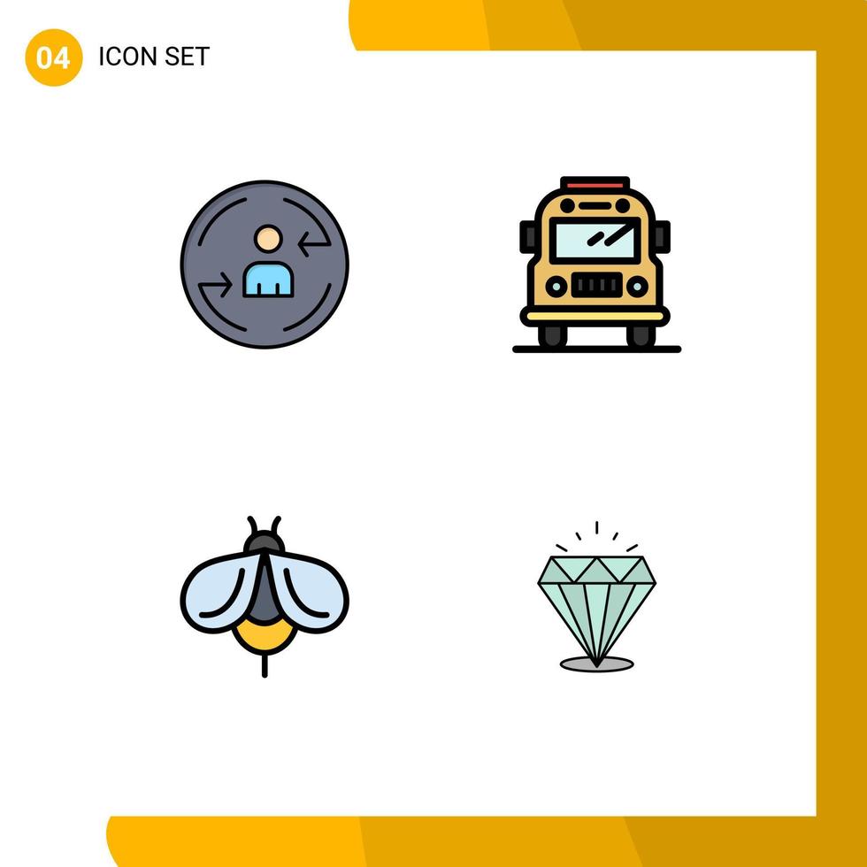 moderner Satz von 4 gefüllten flachen Farben und Symbolen wie Peturning Honey Marketing Transport Diamond editierbare Vektordesign-Elemente vektor