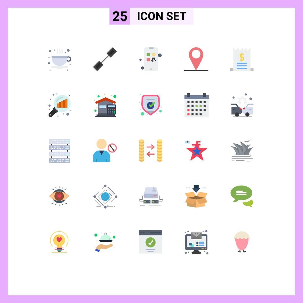 grupp av 25 platt färger tecken och symboler för försäljning handel marknadsföring räkningar plats redigerbar vektor design element