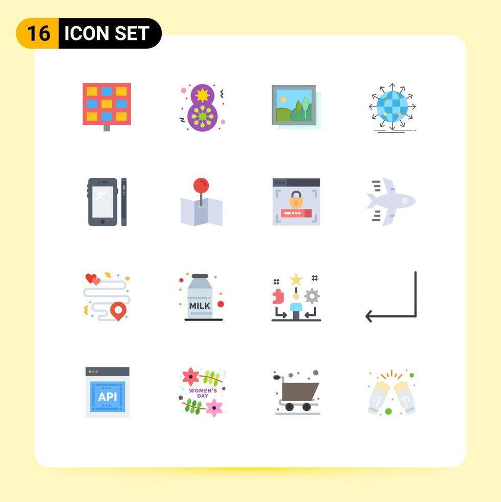 universell ikon symboler grupp av 16 modern platt färger av smart telefon över hela världen Galleri Nyheter nätverk redigerbar packa av kreativ vektor design element