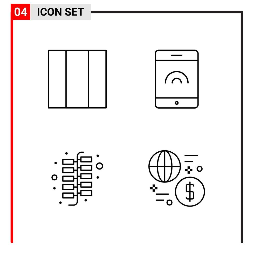 4 allmän ikoner för hemsida design skriva ut och mobil appar 4 översikt symboler tecken isolerat på vit bakgrund 4 ikon packa vektor