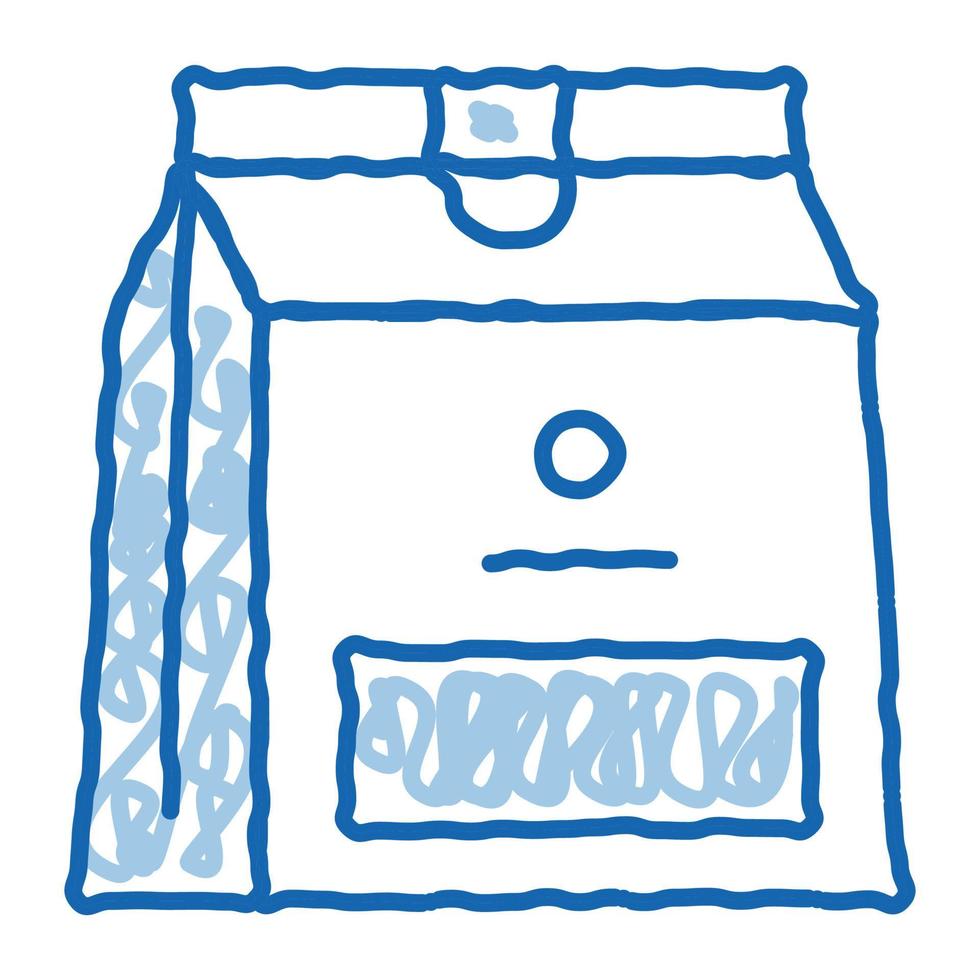 papper väska med mat klotter ikon hand dragen illustration vektor