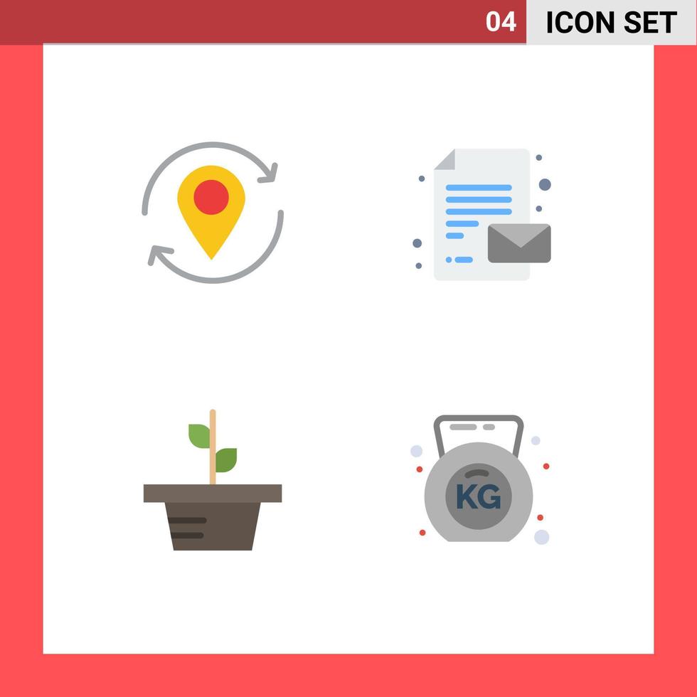 Stock Vector Icon Pack mit 4 Linienzeichen und Symbolen für Pfeilblätter Marker Papierpflanze editierbare Vektordesign-Elemente