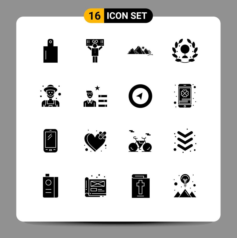 16 kreative Symbole moderne Zeichen und Symbole des Menschen Bauer Natur Blatt Tag editierbare Vektordesign-Elemente vektor