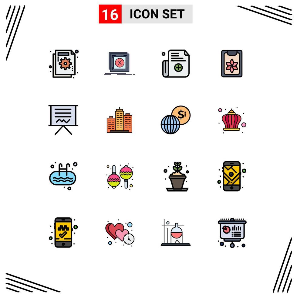 piktogram uppsättning av 16 enkel platt Färg fylld rader av svarta tavlan vår problem Urklipp Registrera redigerbar kreativ vektor design element