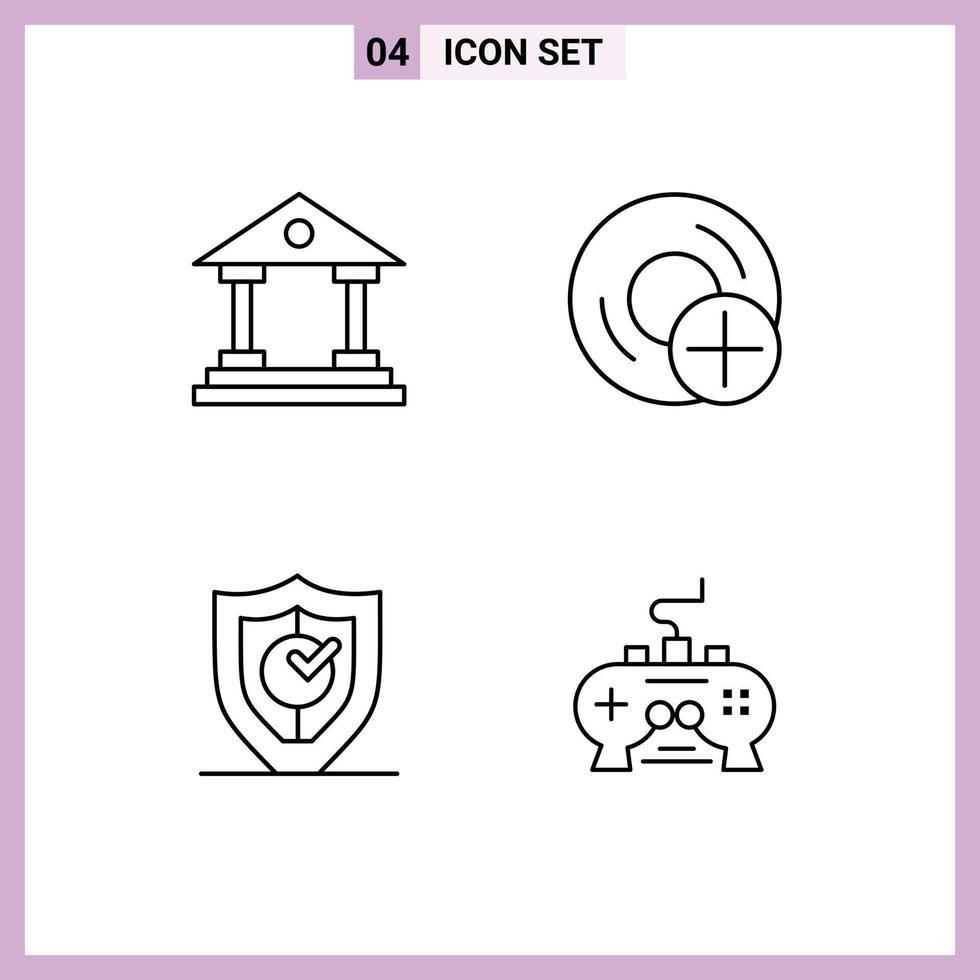 Linienpaket mit 4 universellen Symbolen für den Schutz von Bank-Gdpr-Finanzgeräten editierbare Vektordesign-Elemente vektor