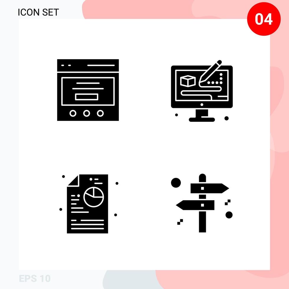 Vektorpaket mit 4 Symbolen im soliden Stil kreatives Glyphenpaket isoliert auf weißem Hintergrund für Web und Handy vektor