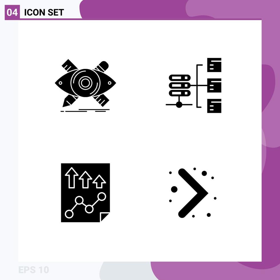 grupp av 4 fast glyfer tecken och symboler för design data skiss server sida redigerbar vektor design element
