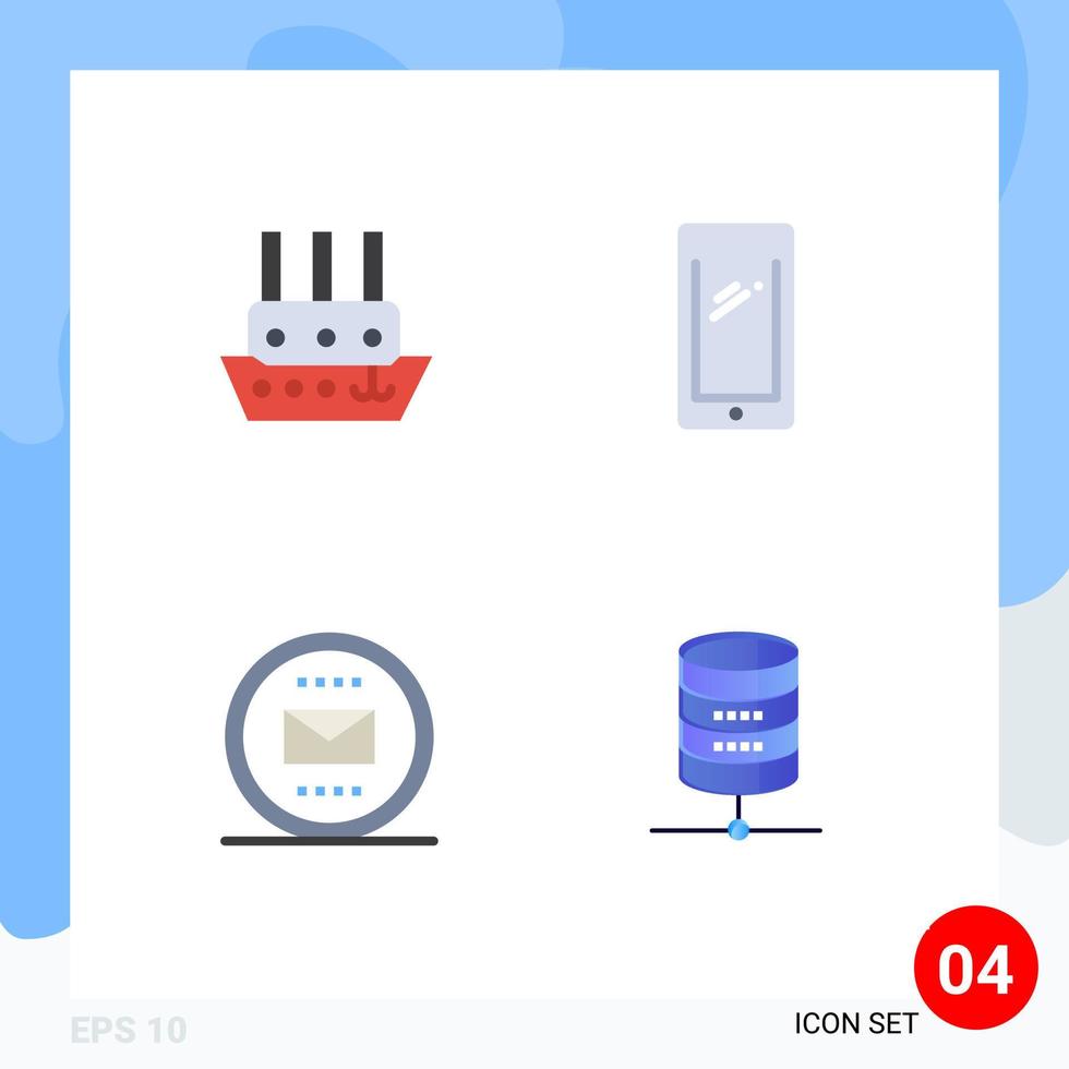 redigerbar vektor linje packa av 4 enkel platt ikoner av fartyg grundläggande fartyg mobil kuvert redigerbar vektor design element
