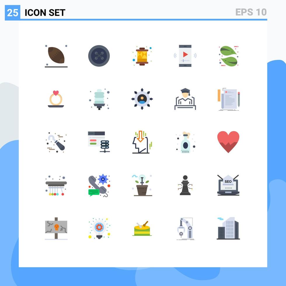 packa av 25 kreativ platt färger av blad video spelare app kultur video spelare film skärm redigerbar vektor design element