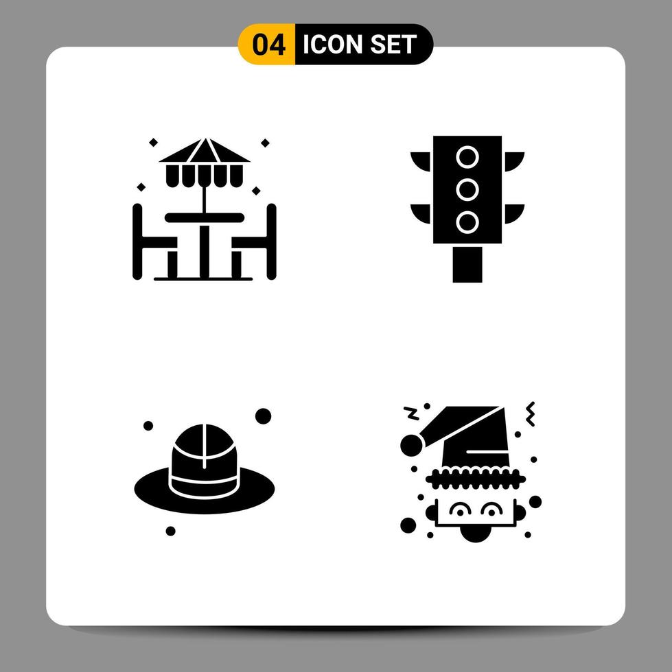 4 schwarze Icon-Pack-Glyphen-Symbole Zeichen für ansprechende Designs auf weißem Hintergrund 4 Icons gesetzt vektor