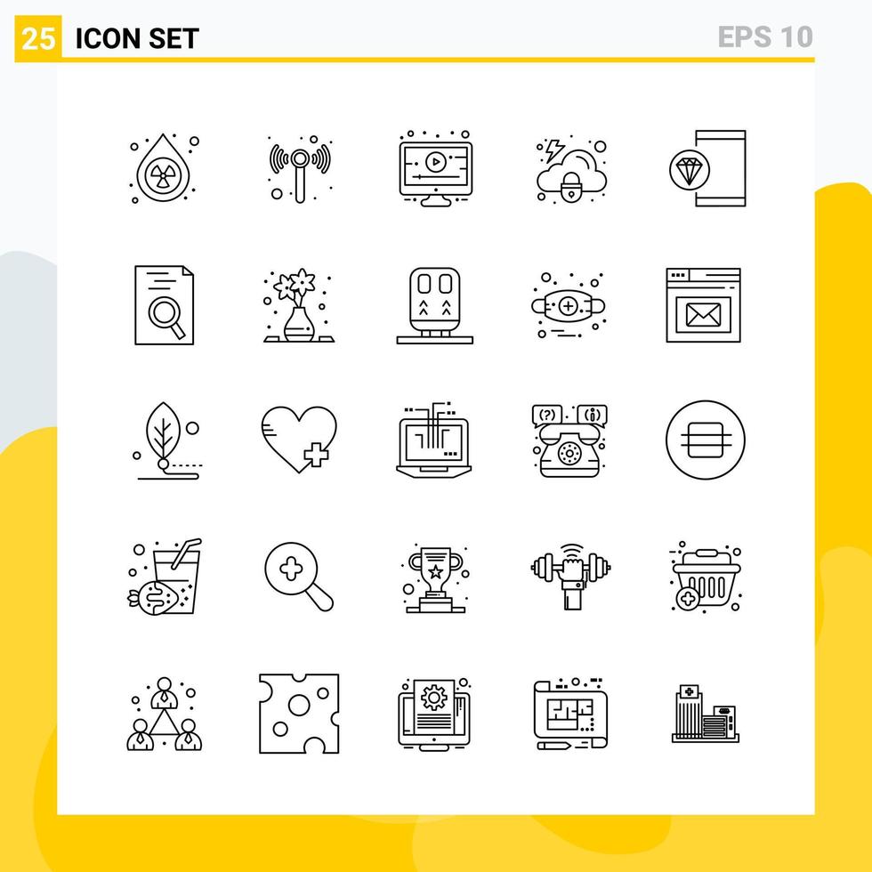 samling av 25 universell linje ikoner ikon uppsättning för webb och mobil vektor