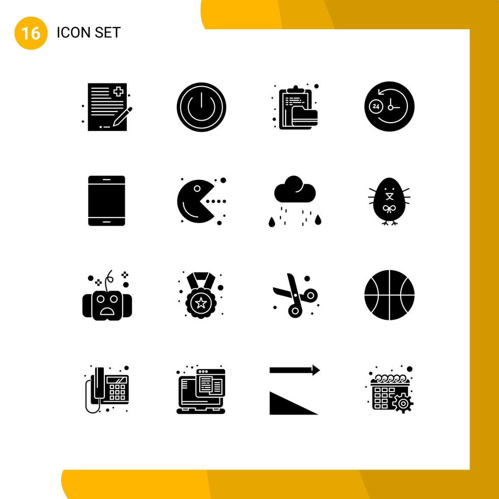 piktogrammsatz von 16 einfachen soliden glyphen von computern tag und nacht ui uhr datei editierbare vektordesignelemente vektor