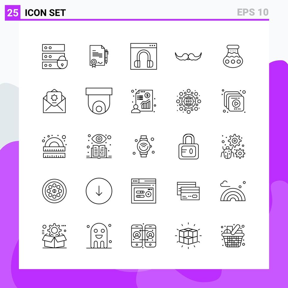uppsättning av 25 ikoner i linje stil kreativ översikt symboler för hemsida design och mobil appar enkel linje ikon tecken isolerat på vit bakgrund 25 ikoner vektor