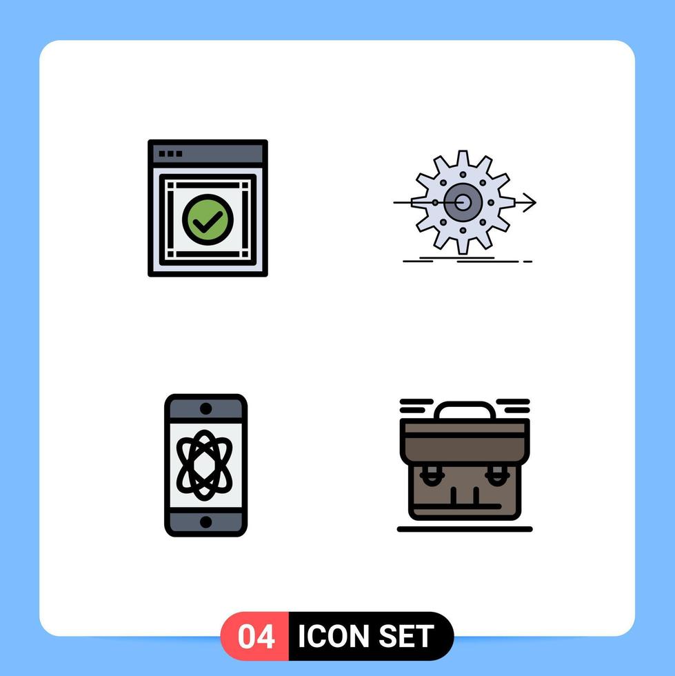 uppsättning av 4 modern ui ikoner symboler tecken för meddelande redskap webb framsteg vetenskap redigerbar vektor design element