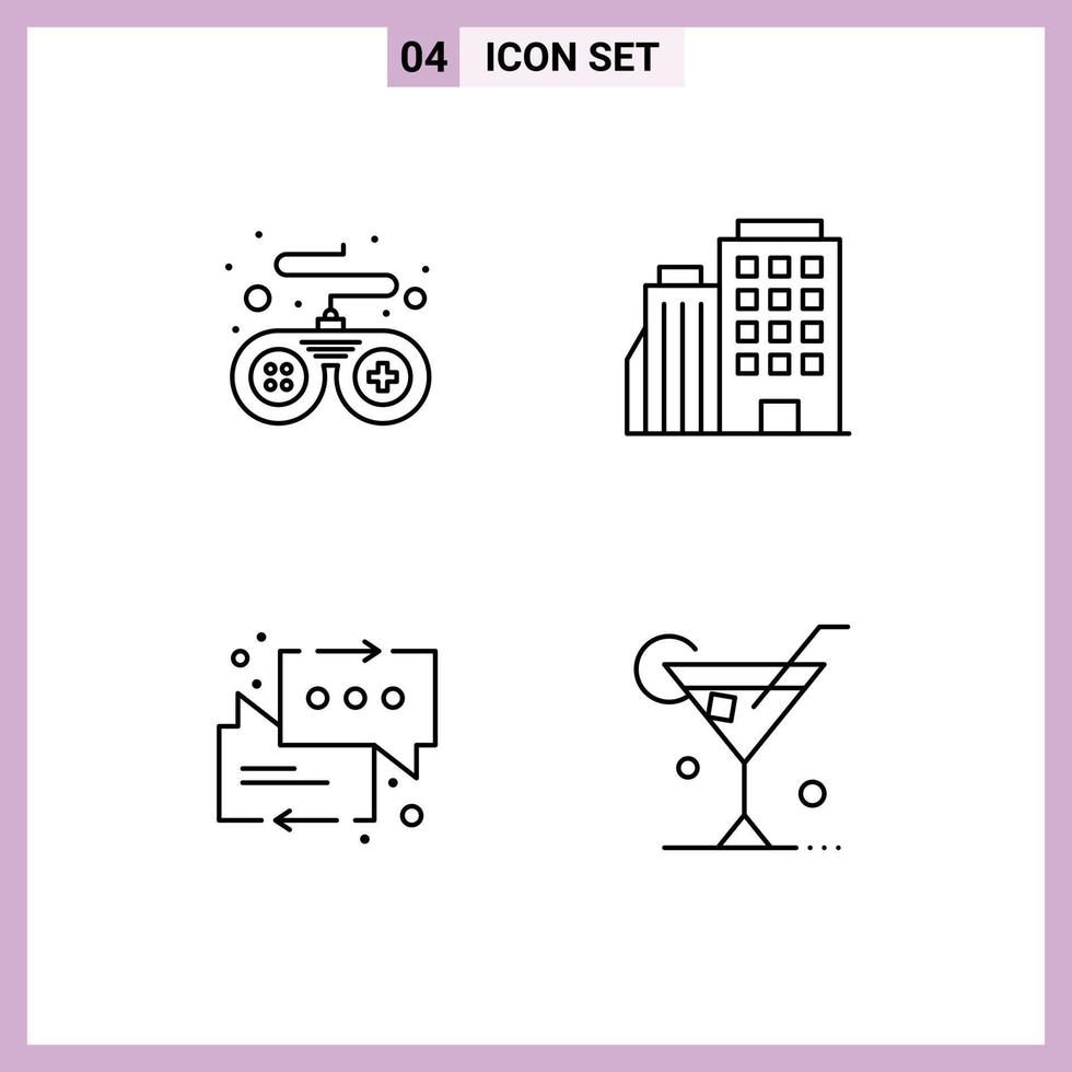 satz von 4 modernen ui-symbolen symbole zeichen für controller support hotel city glass editierbare vektordesignelemente vektor