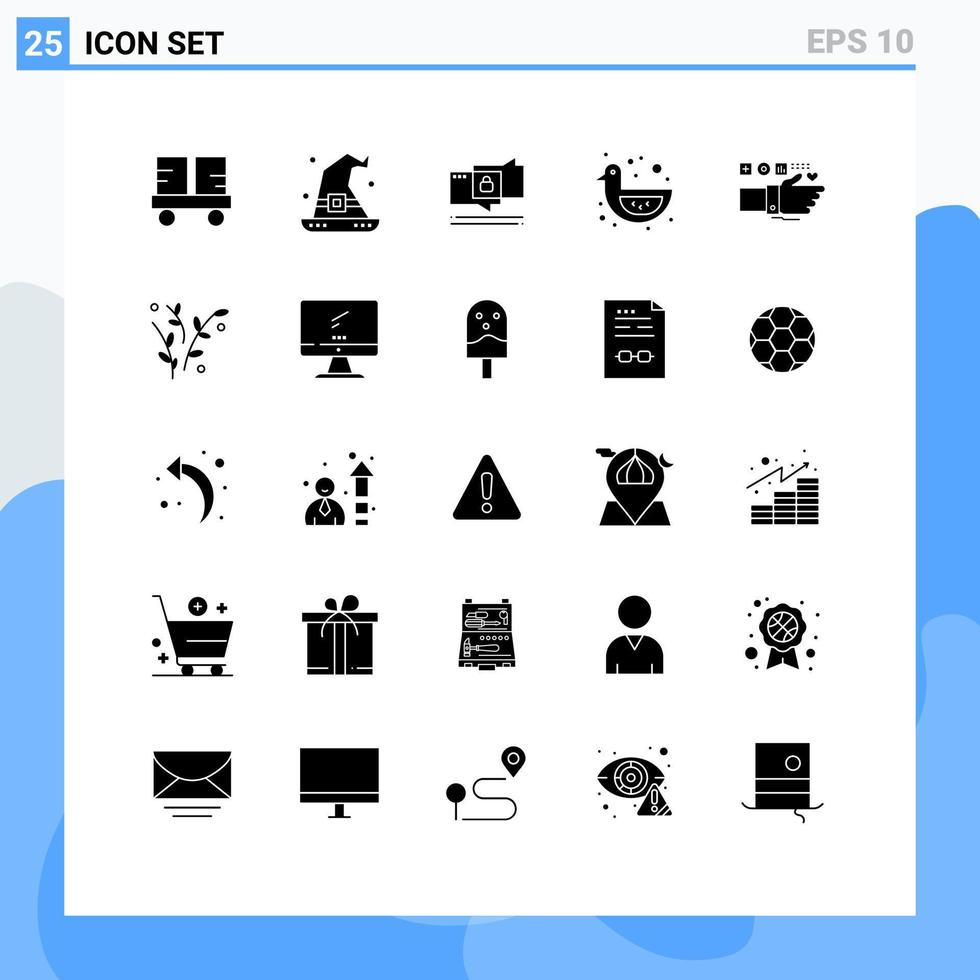 modern uppsättning av 25 fast glyfer pictograph av övervakning dusch Anka trollkarl Anka säkra redigerbar vektor design element