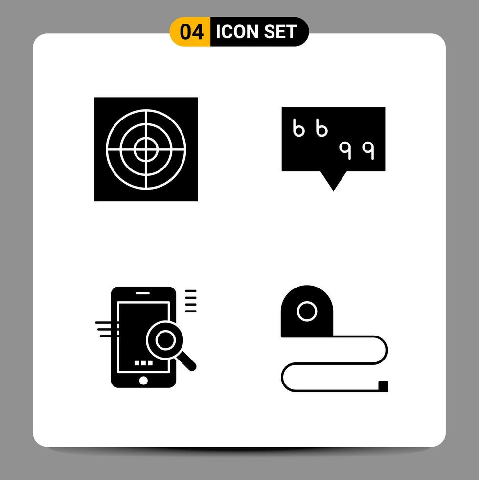 4 schwarze Icon-Pack-Glyphen-Symbole Zeichen für ansprechende Designs auf weißem Hintergrund 4 Icons gesetzt vektor