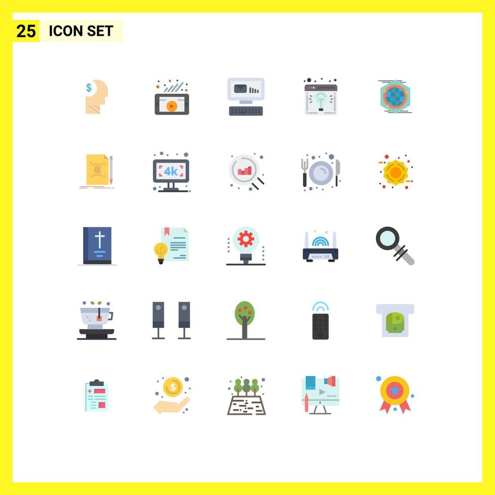 packa av 25 modern platt färger tecken och symboler för webb skriva ut media sådan som lansera företag aning video browser marknadsföring redigerbar vektor design element