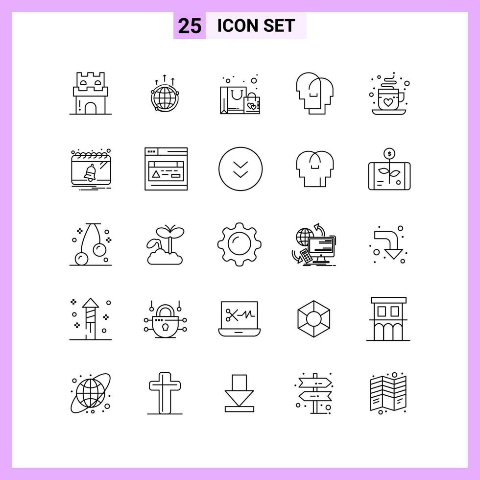 25 ikoner i linje stil översikt symboler på vit bakgrund kreativ vektor tecken för webb mobil och skriva ut