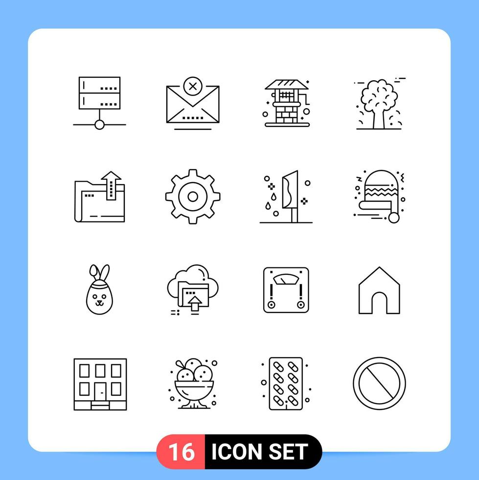 16 linje svart ikon packa översikt symboler för mobil appar isolerat på vit bakgrund 16 ikoner uppsättning vektor