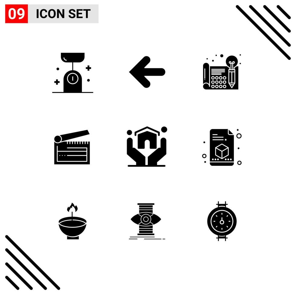 uppsättning av 9 modern ui ikoner symboler tecken för kläpp styrelse punkt tillbaka verkan processa redigerbar vektor design element