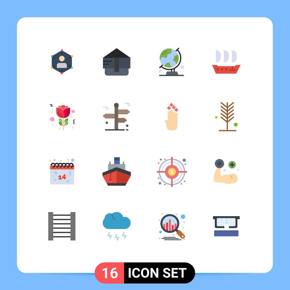 16 tematiska vektor platt färger och redigerbar symboler av fartyg argosig mode tabell klot Karta redigerbar packa av kreativ vektor design element