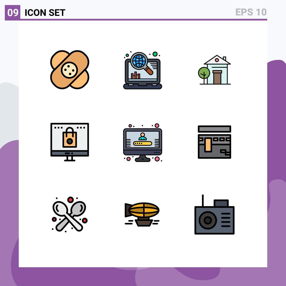 uppsättning av 9 modern ui ikoner symboler tecken för konto affär byggnad uppkopplad väska redigerbar vektor design element