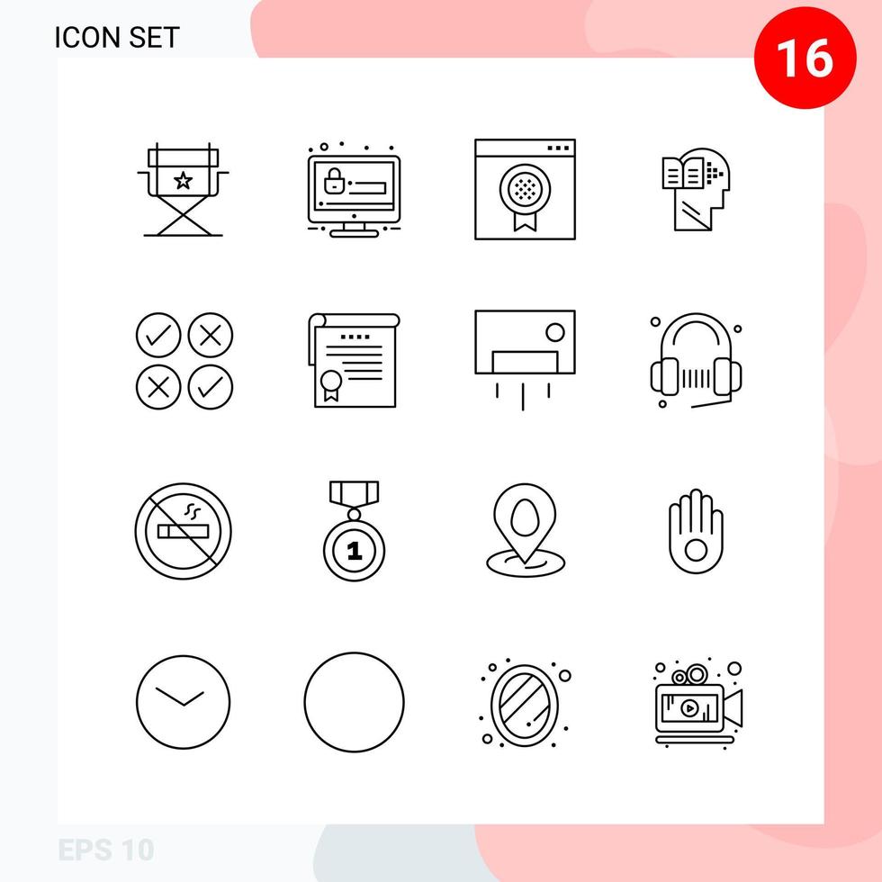 Vektorpaket mit 16 Symbolen im kreativen Umrisspaket im Linienstil isoliert auf weißem Hintergrund für Web und Handy vektor