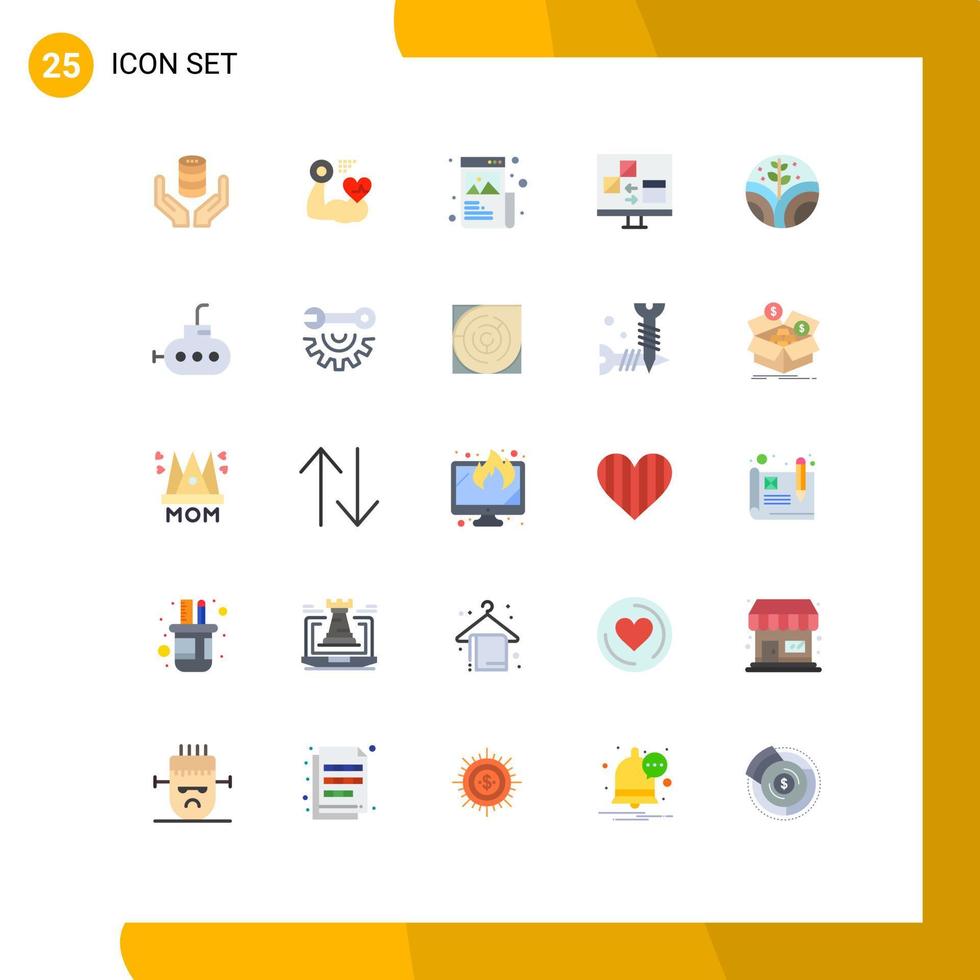 uppsättning av 25 kommersiell platt färger packa för utveckla kodning slå app grafisk redigerbar vektor design element