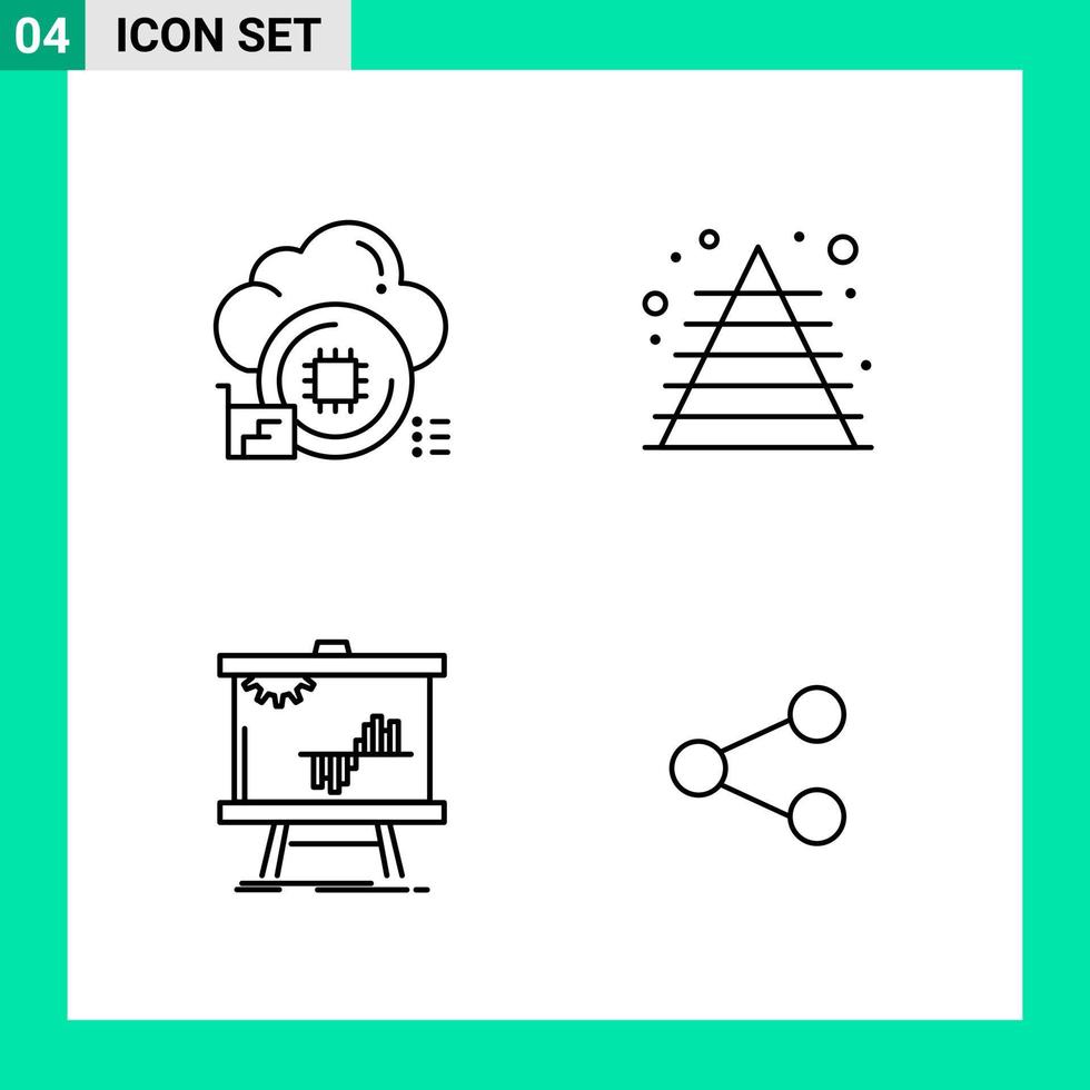 packa av 4 linje stil ikon uppsättning översikt symboler för skriva ut kreativ tecken isolerat på vit bakgrund 4 ikon uppsättning vektor